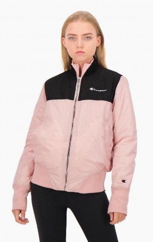 Dámské Bundy Champion Colour Block Bomber Jacket Růžové | 9325-EPHAQ