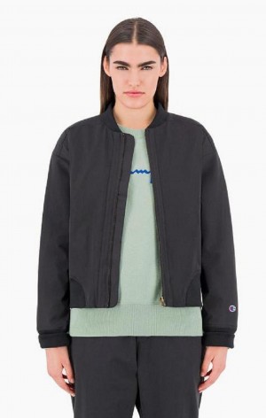 Dámské Bundy Champion Cropped Stretch Bomber Jacket Černé | 4219-DILMW