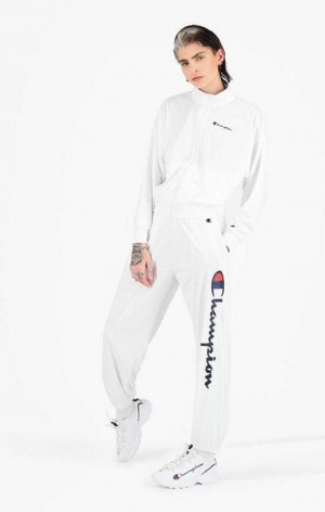 Dámské Jogger Kalhoty Champion All-over Script Logo Print Track Pants Bílé | 6085-NJQEU