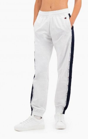 Dámské Jogger Kalhoty Champion Jacquard Logo Tape Track Pants Bílé | 3914-LUWGF