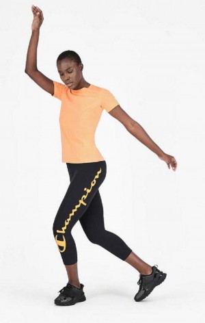 Dámské Jogger Kalhoty Champion Script Logo 7/8 Leggings Černé | 4651-DAFCY