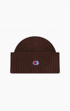 Dámské Klobouky Champion C Logo Patch Recycled Beanie Hat Hnědé | 1047-HXWSY