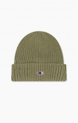 Dámské Klobouky Champion C Logo Patch Vysoké Beanie Hat Béžový | 9321-ZNRYF