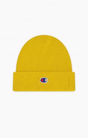 Dámské Klobouky Champion C Logo Recycled Yarn Beanie Hat Žluté | 8576-DLWHS