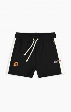 Dámské Kraťasy Champion Detroit MLB High Pasem Reverse Weave Shorts Černé | 2401-ZJDAP