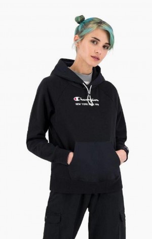 Dámské Mikina s Kapucí Champion New York Hoodie Černé | 8421-WISFR