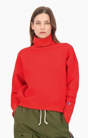 Dámské Mikiny Champion Roll Neck Reverse Weave Sweatshirt Černé | 7023-RZTSL