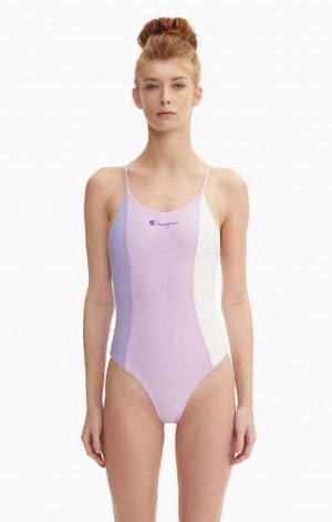 Dámské Plavky Champion Colour Block Cross Back Swimsuit Blankyt | 5731-FOBZQ