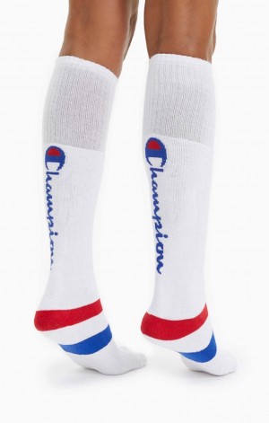 Dámské Ponožky Champion Knee-High Script Logo Tube Socks Bílé | 5231-LGQEO