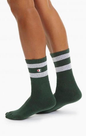 Dámské Ponožky Champion Tube Stripe Crew Socks Zelene | 0396-IBKJH