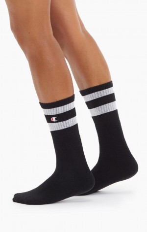 Dámské Ponožky Champion Tube Stripe Crew Socks Černé | 9104-EFCAH