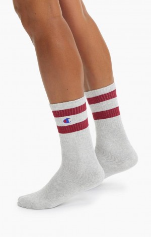 Dámské Ponožky Champion Tube Stripe Crew Socks Světle Šedé | 4512-FRAIU