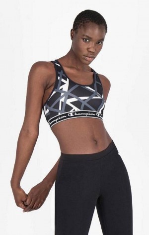 Dámské Sportovní Podprsenka Champion Geometric Print Sports Bra Černé | 3467-IWREY