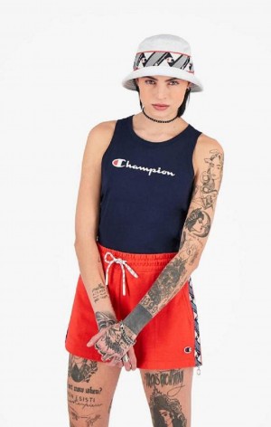 Dámské Tričko Champion Jacquard Logo Tape Tank Top Tmavě Tyrkysové | 7213-XFWLM