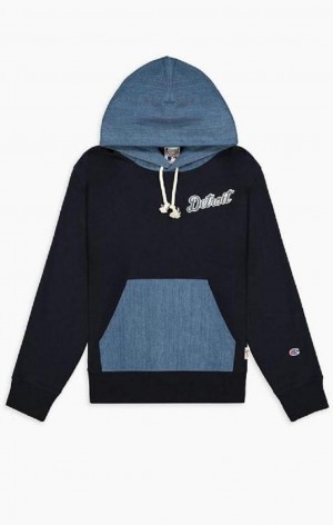 Pánské Mikina s Kapucí Champion Detroit MLB Denim + Reverse Weave Hoodie Tmavě Blankyt | 4106-MPLHA