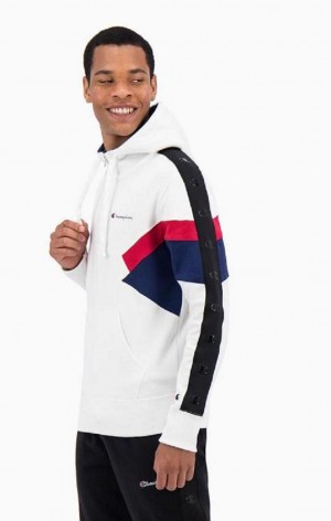 Pánské Mikina s Kapucí Champion Half Zip-Up Colour Block Hoodie Bílé | 3140-EAPFO