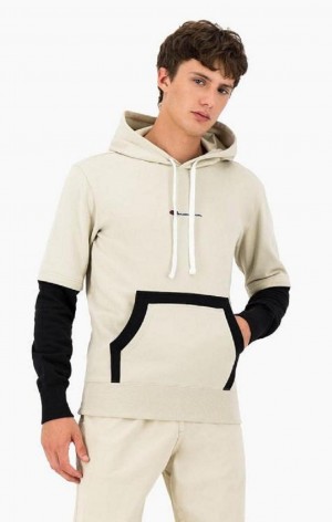 Pánské Mikina s Kapucí Champion Layered Small Script Logo Fleece Hoodie Hnědé | 5237-RGHSV