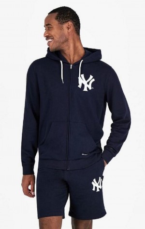 Pánské Mikina s Kapucí Champion New York MLB Hoodie Tmavě Blankyt | 4735-NYDAJ