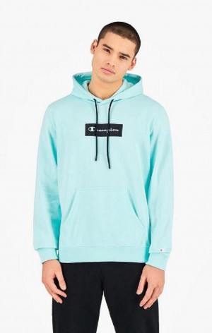 Pánské Mikina s Kapucí Champion Pastel Box Script Logo Hoodie Světle Blankyt | 4580-UICMQ