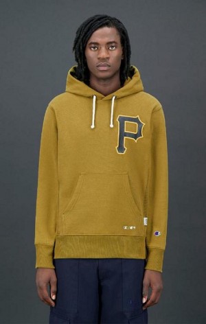 Pánské Mikina s Kapucí Champion Pittsburgh MLB Reverse Weave Hoodie Olivy Zelené Zelene | 4721-RALNB