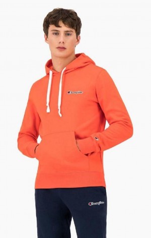 Pánské Mikina s Kapucí Champion Small Script Logo Hoodie Červené | 2937-QZVEP