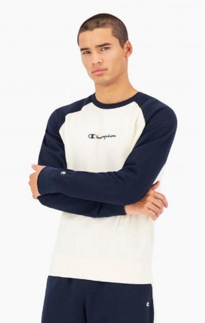 Pánské Mikiny Champion Colour Block Script Logo Sweatshirt Tmavě Blankyt | 3590-ODTAL