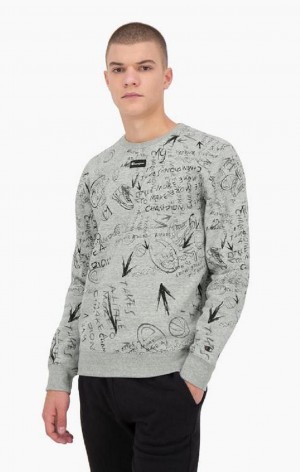 Pánské Mikiny Champion Graffiti Print Crew Neck Sweatshirt Světle Šedé | 1204-EDUTC