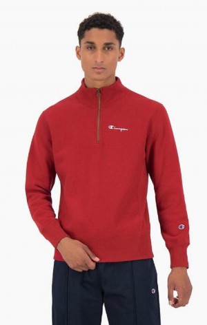 Pánské Mikiny Champion Half Zip-Up Reverse Weave Sweatshirt Vínové | 8034-RTHVP