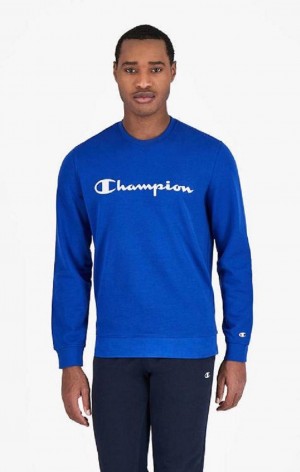 Pánské Mikiny Champion Mesh Effect Script Logo Sweatshirt Blankyt | 8792-WLFKV