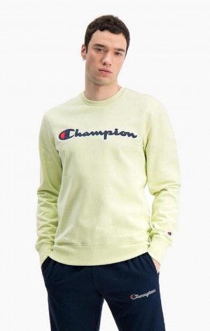 Pánské Mikiny Champion Satin Script Logo Bavlněné Terry Sweatshirt Tyrkysové | 3092-LWONV