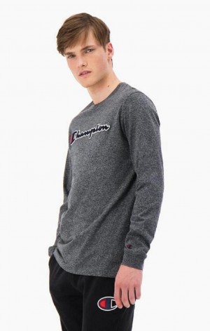 Pánské Mikiny Champion Script Logo Bavlněné Jersey Sweatshirt Tmavě Šedé | 7104-WAMQT