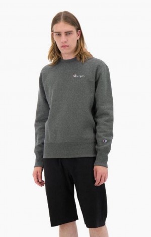 Pánské Mikiny Champion Script Logo Reverse Weave Sweatshirt Tmavě Šedé | 6182-EHKOM