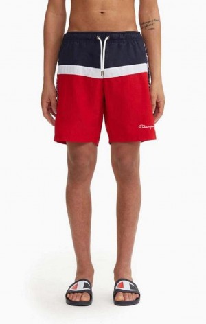 Pánské Plavky Champion Jacquard Script Logo Tape Trim Board Shorts Červené | 7580-DGKMQ