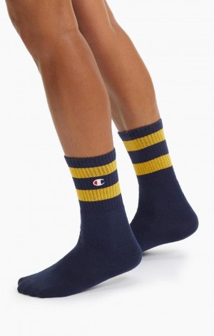 Pánské Ponožky Champion Tube Stripe Crew Socks Tmavě Blankyt | 1562-LMPJE