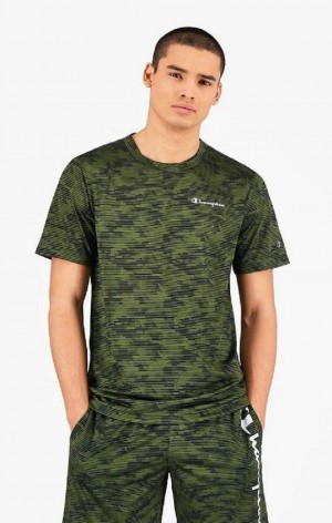 Pánské Tričko Champion Camo Quick Dry Tréninková T-Shirt Zelene | 9760-MNSOQ