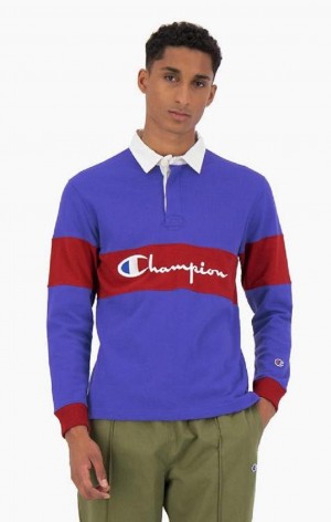 Pánské Tričko Champion Colour Block Bavlněné Jersey Polo Shirt Blankyt | 9065-AOPSD