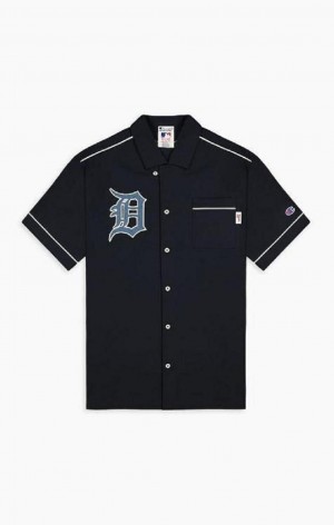 Pánské Tričko Champion Detroit MLB Krátké Sleeved Shirt Černé | 0951-IXCUY