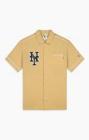 Pánské Tričko Champion New York MLB Krátké Sleeved Shirt Béžový | 9821-WDBKO