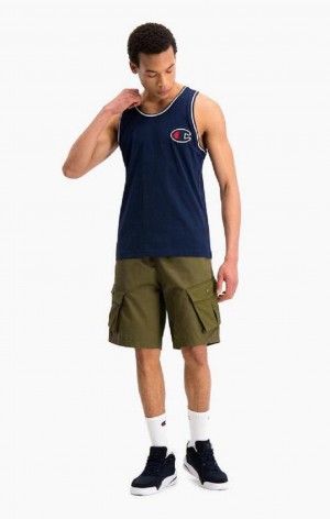 Pánské Tričko Champion Satin C Logo Tank Top Tmavě Blankyt | 4503-LDWOF