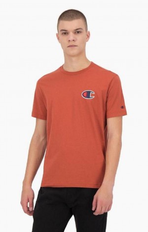 Pánské Tričko Champion Semišové C Logo Crew Neck T-Shirt Oranžové | 4302-ROXZP