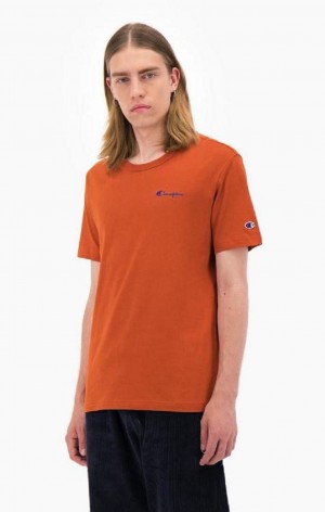 Pánské Tričko Champion Small Script Logo T-Shirt Hnědé | 4951-MHFSV