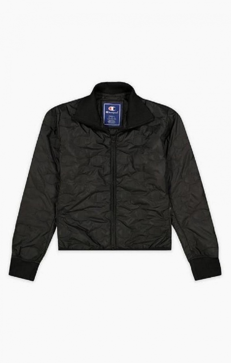 Dámské Bundy Champion Allover C Logo Zip-Up Polstrovaný Jacket Černé | 5263-TOAJN