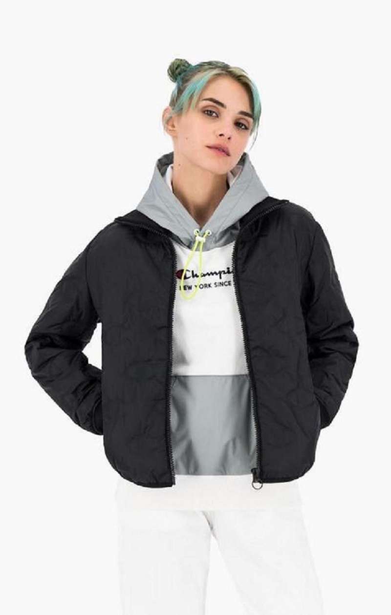 Dámské Bundy Champion Allover C Logo Zip-Up Polstrovaný Jacket Černé | 5263-TOAJN