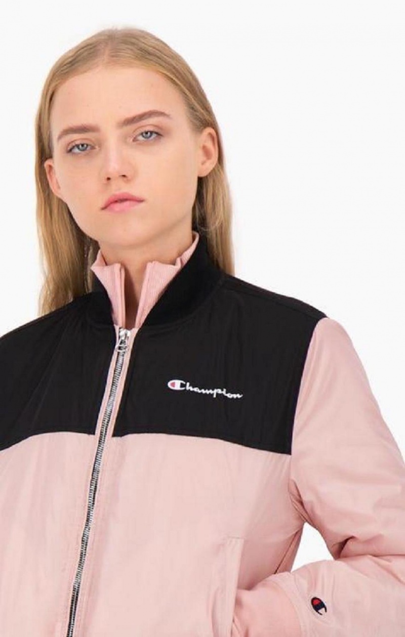 Dámské Bundy Champion Colour Block Bomber Jacket Růžové | 9325-EPHAQ