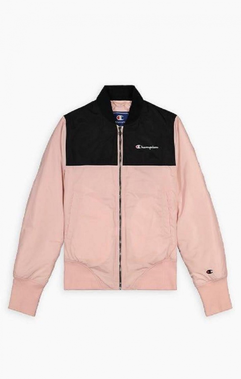 Dámské Bundy Champion Colour Block Bomber Jacket Růžové | 9325-EPHAQ