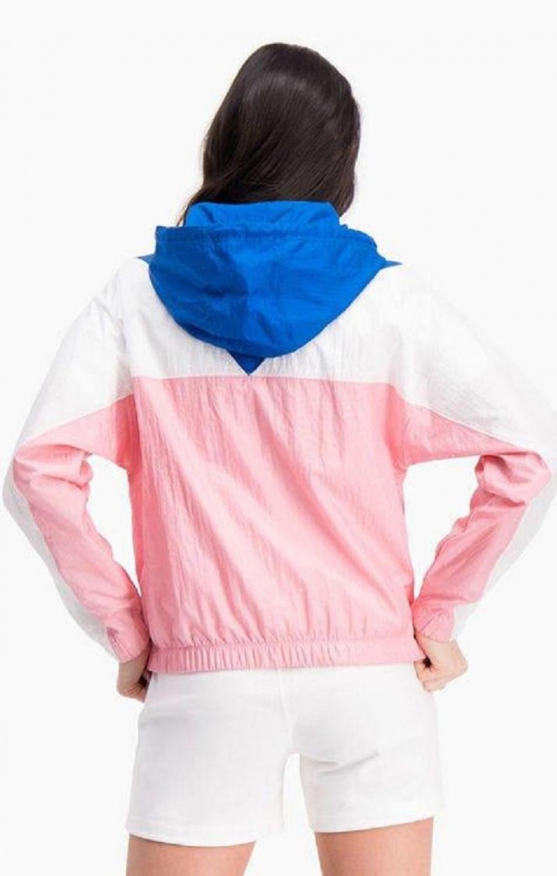 Dámské Bundy Champion Colour Block S Kapucí Track Jacket Bílé Růžové | 5270-UOEQH