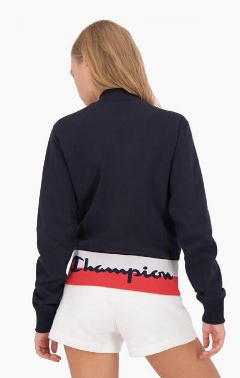 Dámské Bundy Champion Contrast Pasem Script Logo Bomber Jacket Tmavě Tyrkysové | 0912-UVBSH