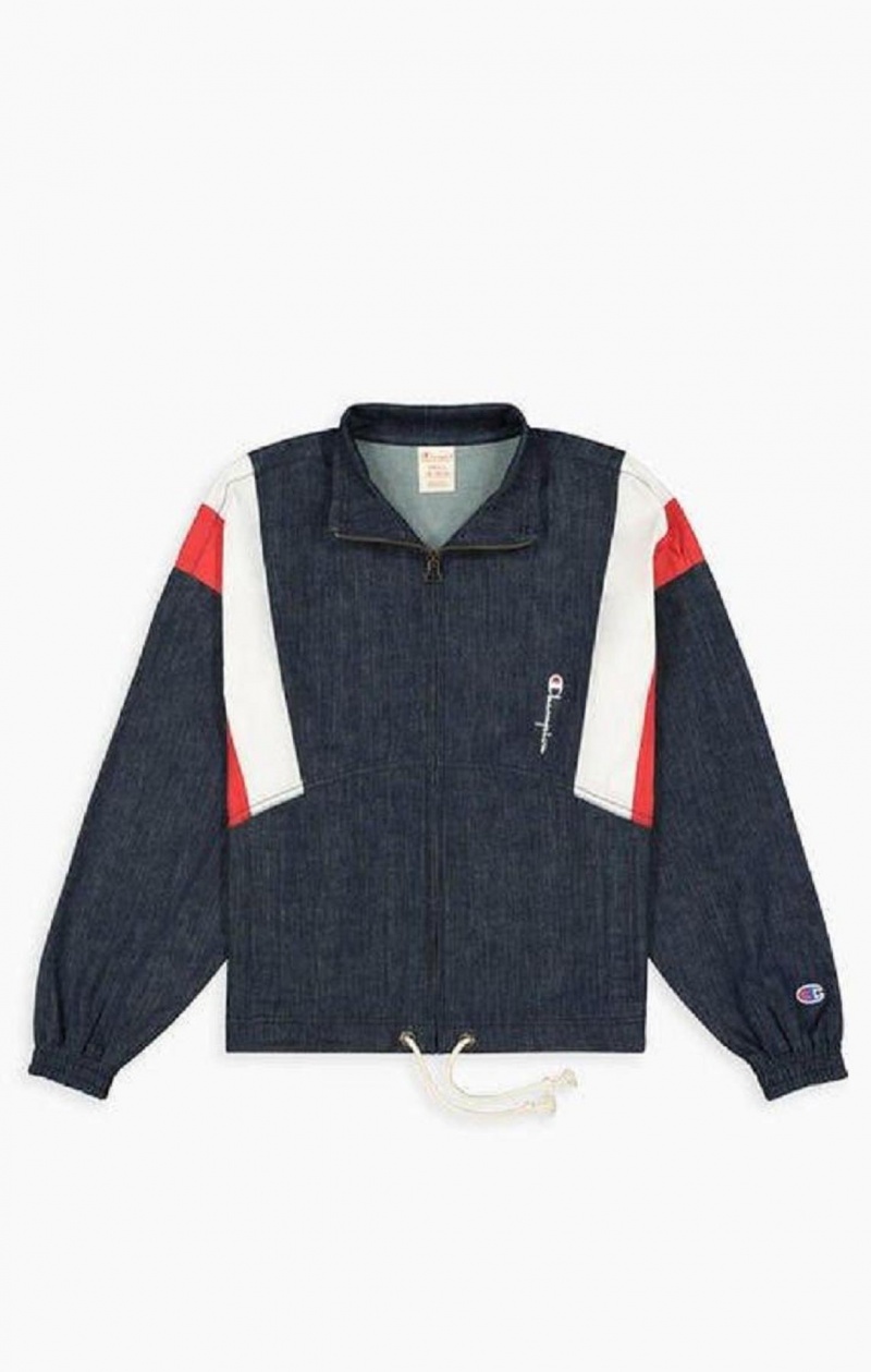 Dámské Bundy Champion Denim Stripe Track Jacket Tyrkysové Blankyt | 4217-YJHMT