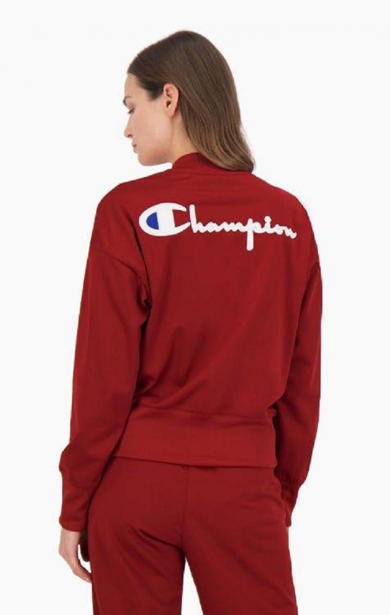 Dámské Bundy Champion Logo Back Cropped Bomber Jacket Vínové | 8479-TMWIU