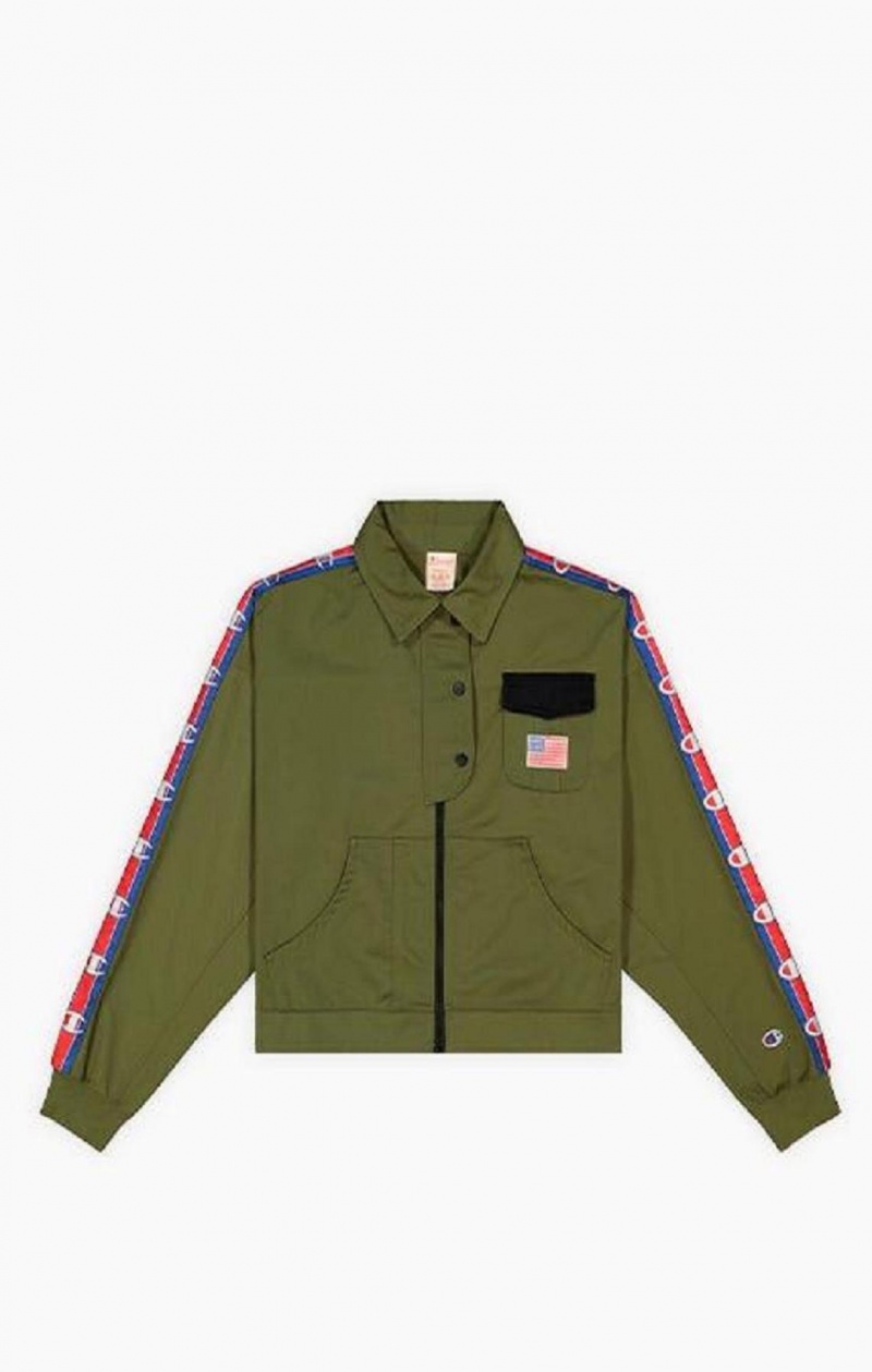 Dámské Bundy Champion Logo Tape Utility Jacket Olivy Zelené Zelene | 0127-XJGIK